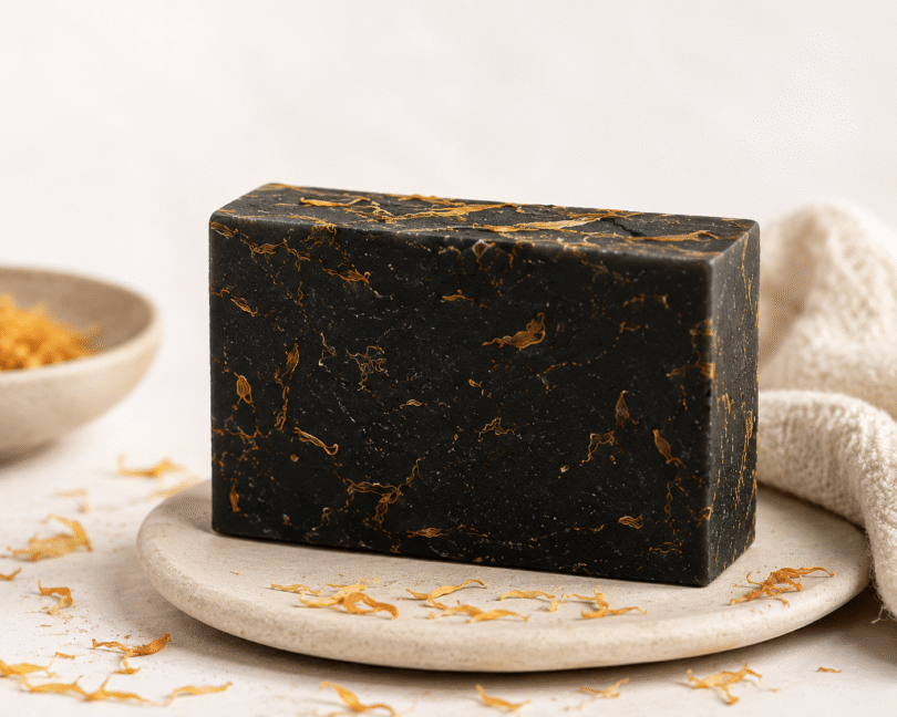 Charcoal & Calendula Soap Charcoal and Calendula Handmade Soap Bar for Deep Cleansing and Soothing Skin Care