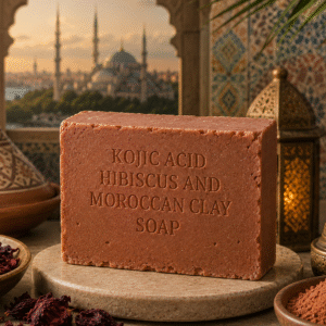 Kojic Acid Hibiscus and Moroccan Clay Handmade Soap Bar for Brighter and Even-Looking Skin